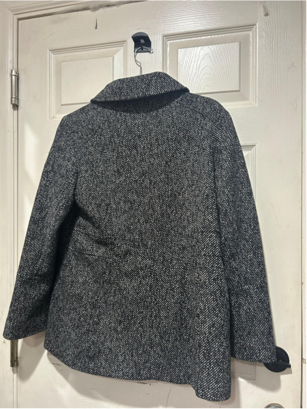 Women's London Fog Pea Coat Size M Black White Tweed - Picture 8 of 8